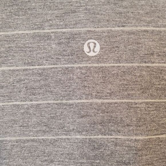 Lululemon Men's Charcoal Grey Striped Polo Shirt Size S - Picture 5 of 6
